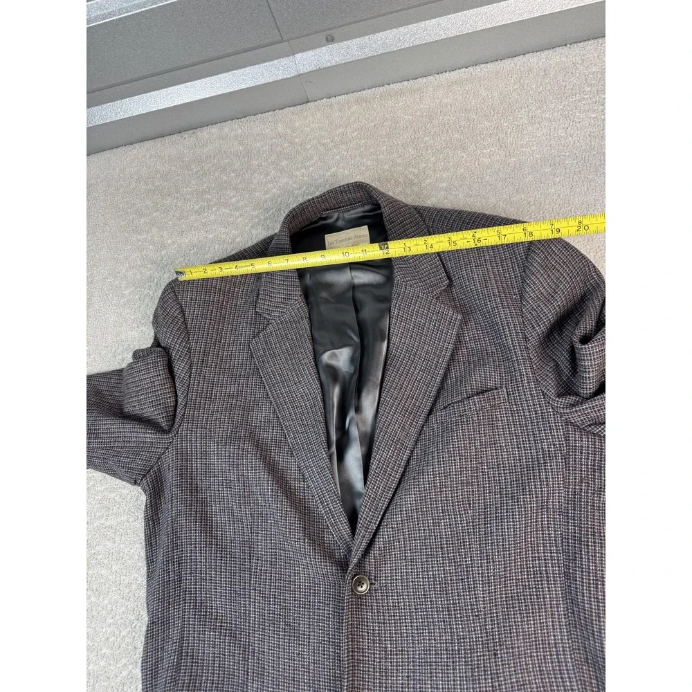 Territory‎ Ahead Blazer Mens 46L Brown Gray 100% Silk Houndstooth Sport Coat